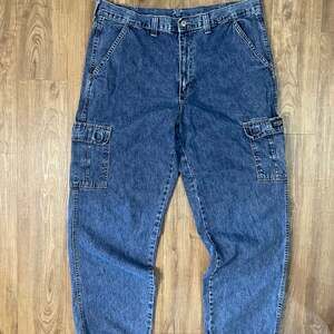 VTG Wrangler Jeans Men's 38X32 Carpenter Cargo Pants USA Denim Dark Blue